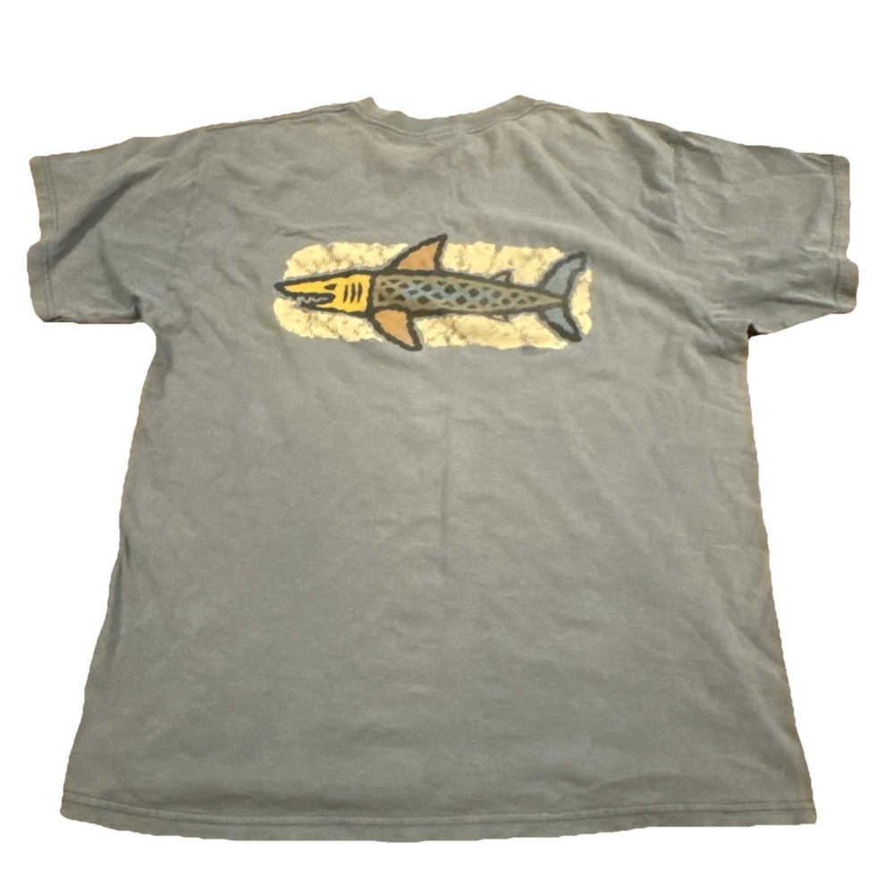 Vintage 90s Fish Graphic T Shirt Men XL Gray Tultex Cotton Tee - Picture 4 of 4